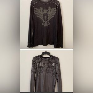 AFFLICTION Reversible Mens Thermal long sleeve shirt L